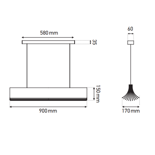 Respiro 900 Aluminium LED Linear Pendant