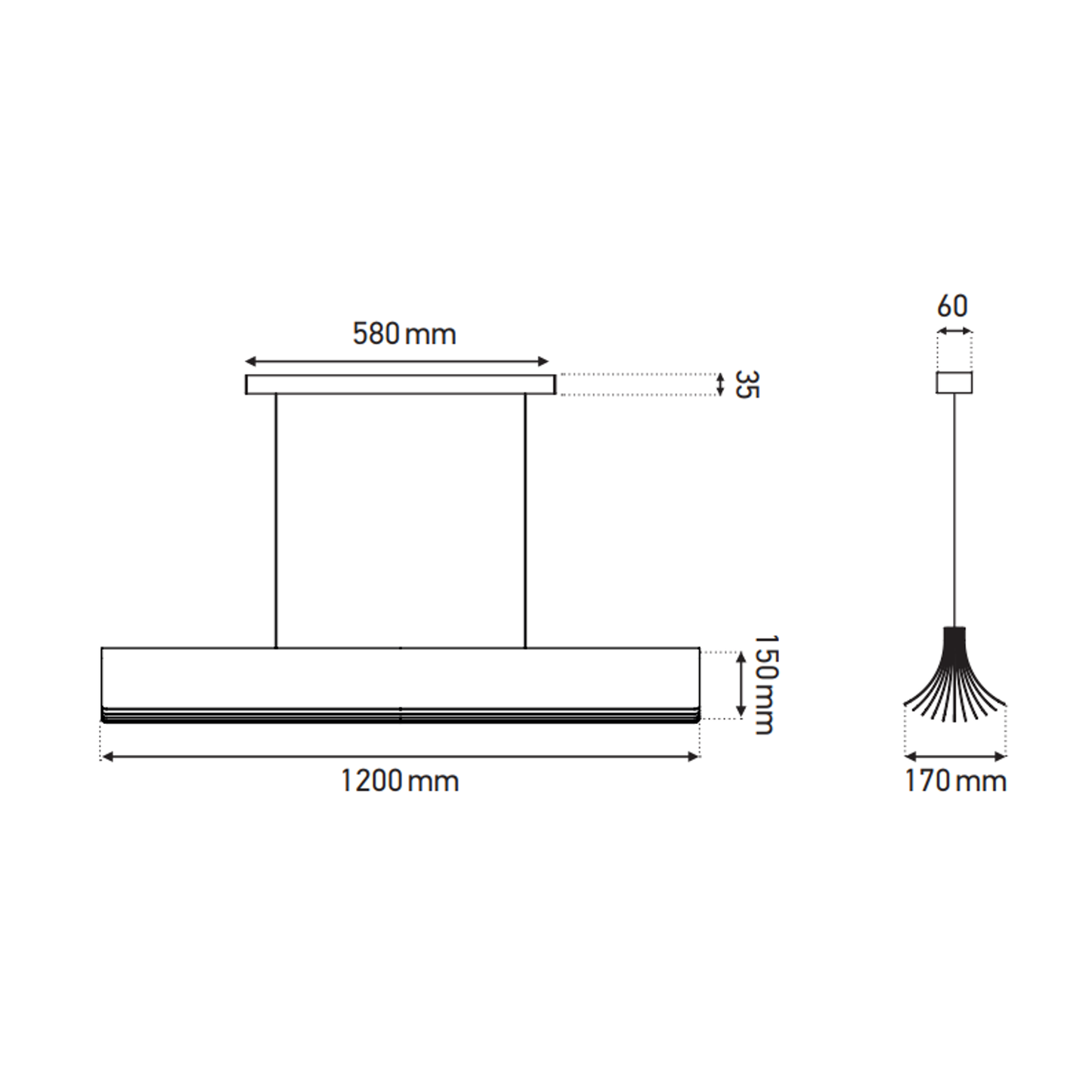 Respiro 1200 Aluminium LED Linear Pendant