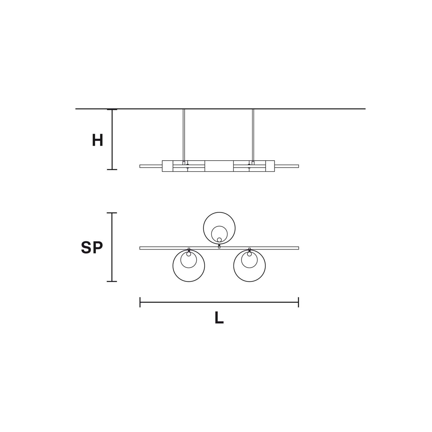 Sound BIL3 G12 3-Light Linear Pendant Brushed Gold