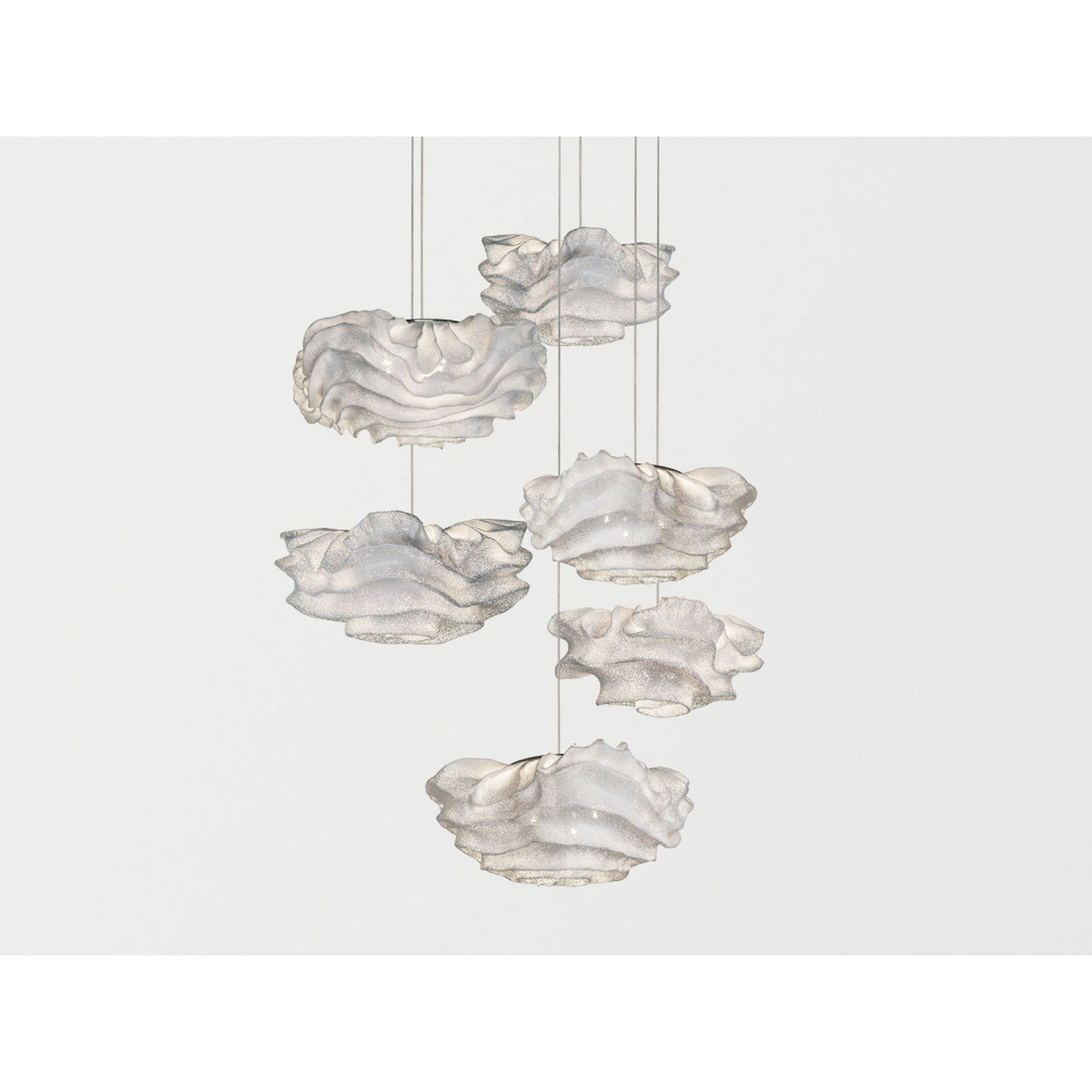 Nevo Six-Light Pendant with Unique Organic Flower Shaped Hand Moulded Curves