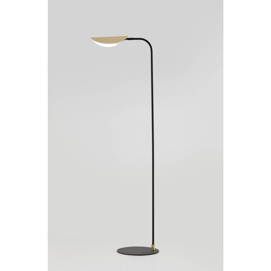 Ficus Matt Black Floor Lamp with Brass Details