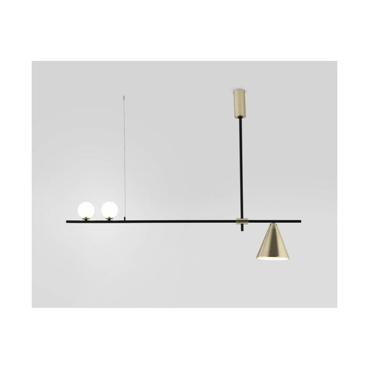 Crane Matt Black Pendant with Brass Details