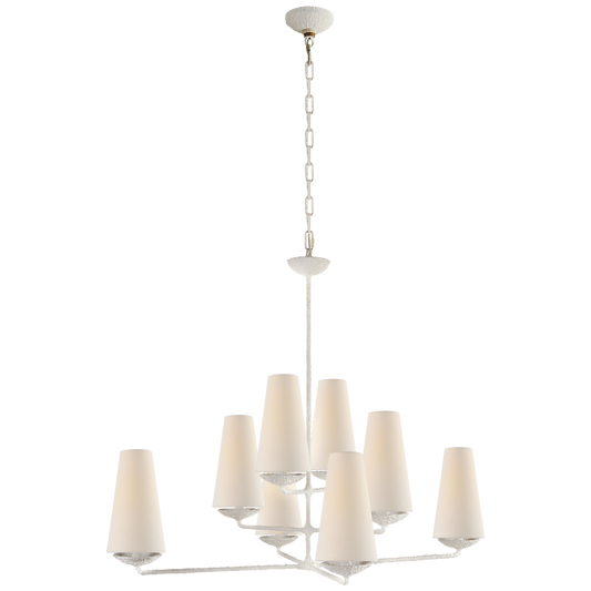 Fontaine Large Offset Chandelier with Linen Shades