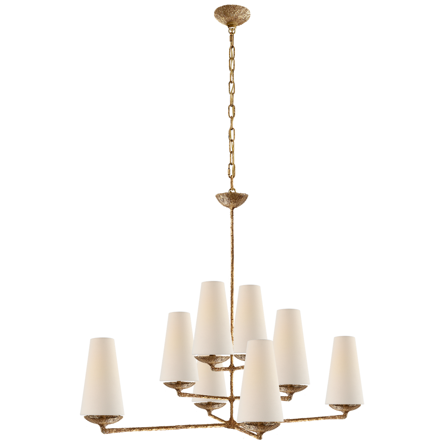 Fontaine Large Offset Chandelier with Linen Shades