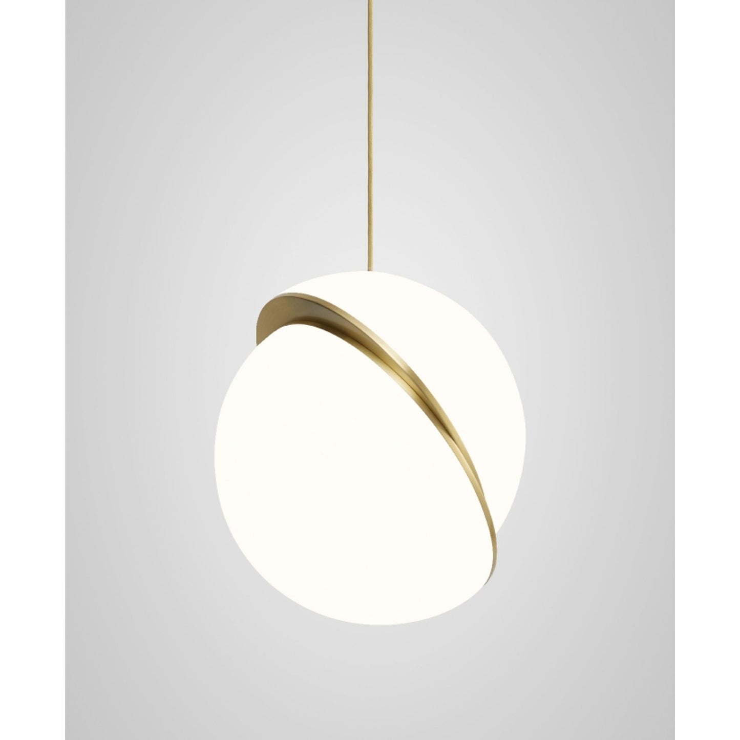 Crescent Single Pendant Brushed Brass with Opal Acrylic