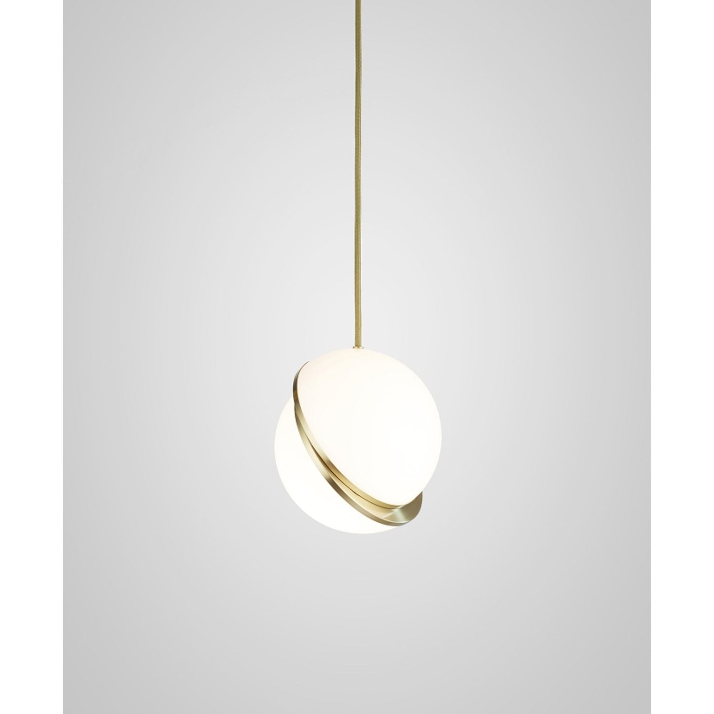 Crescent Single Pendant Brushed Brass with Opal Acrylic