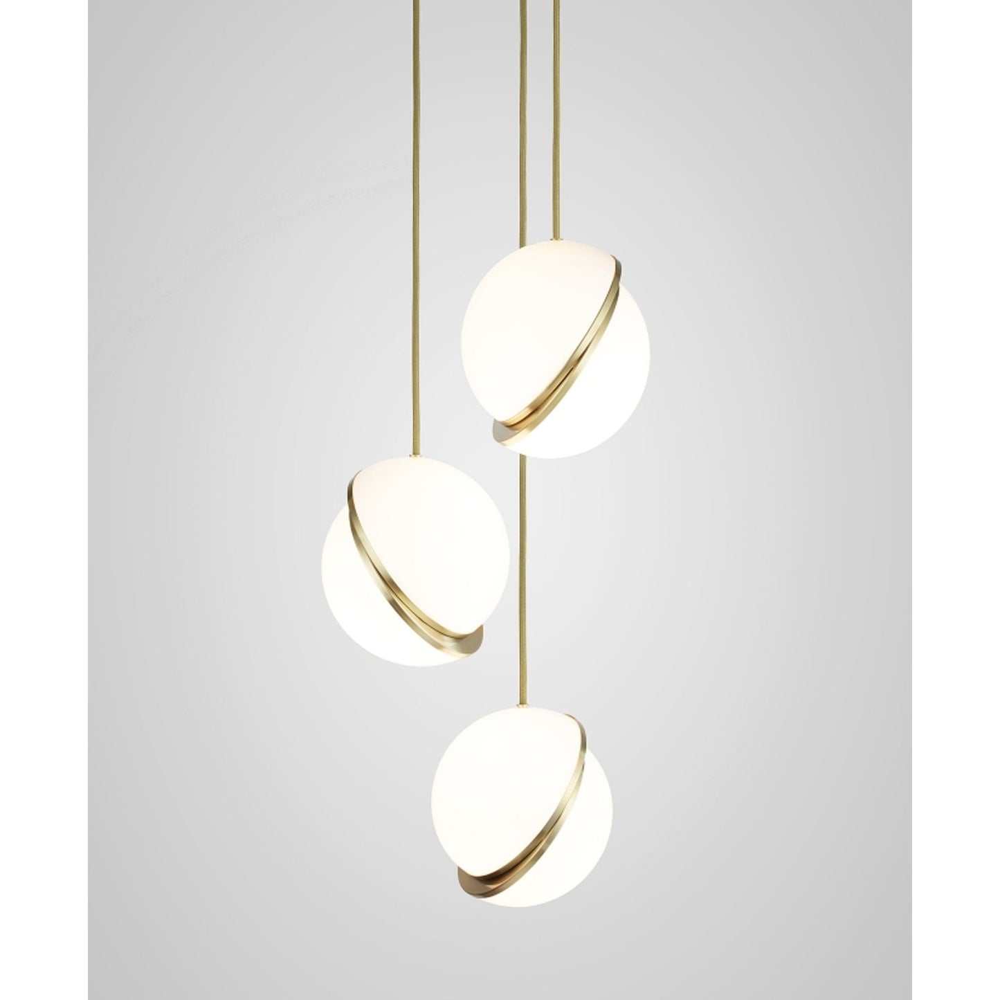 Crescent Mini 3-Light Pendant Brushed Brass with Opal Acrylic