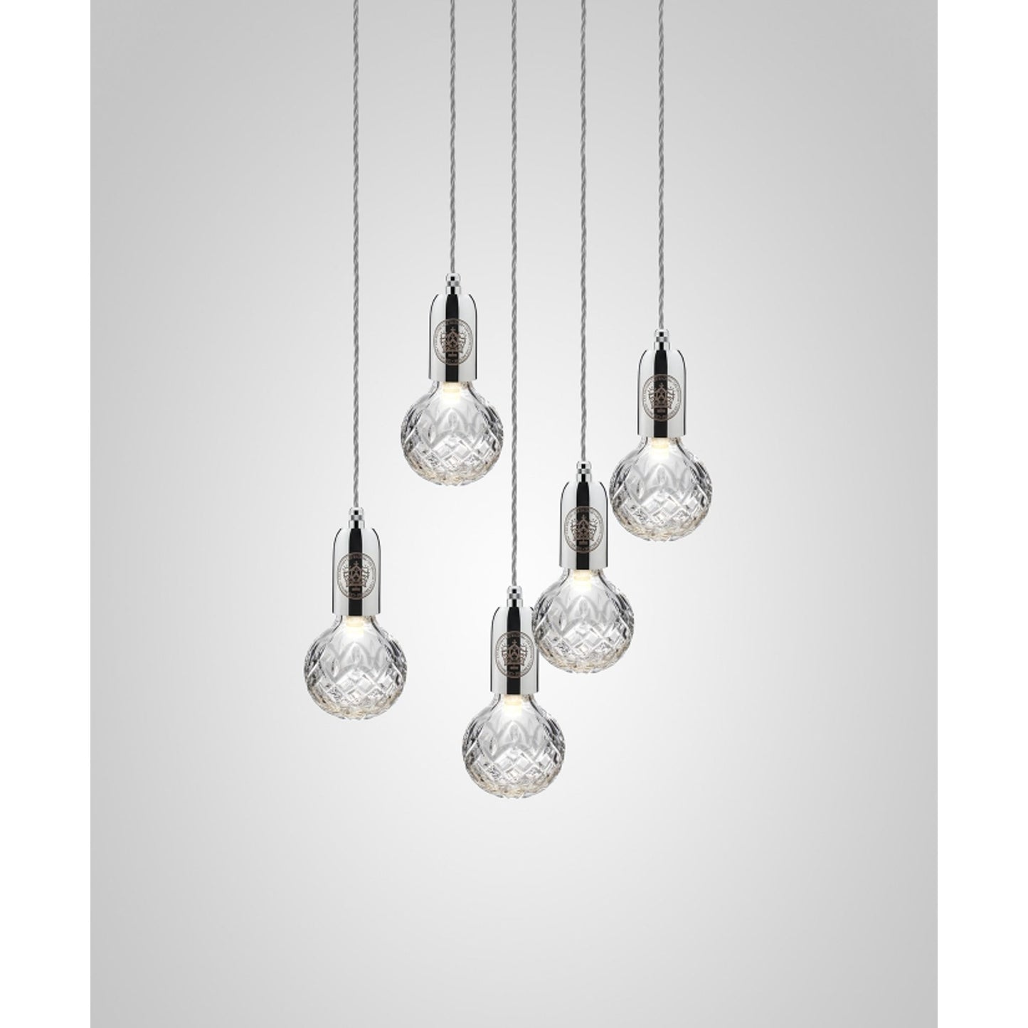 Crystal Bulb 5-Light Clear Glass LED Pendant