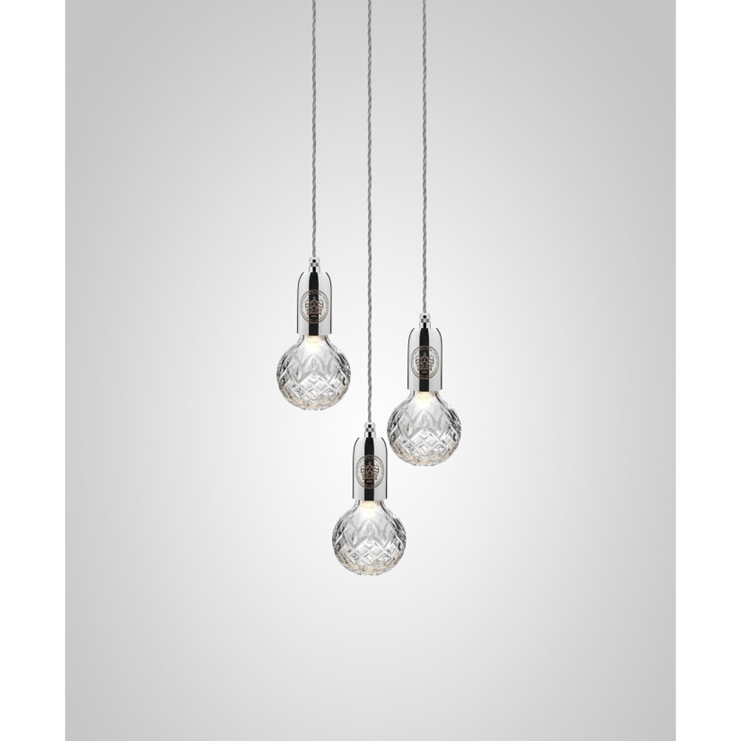 Crystal Bulb 3-Light Clear Glass LED Pendant