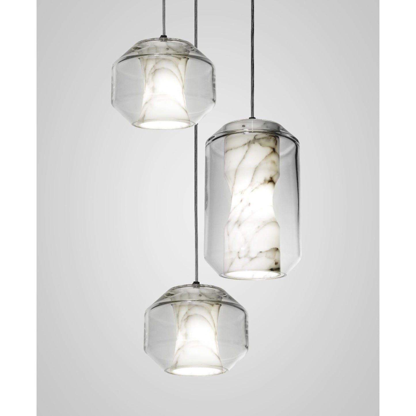 Chamber 3-Light LED Pendant with Carrara Marble