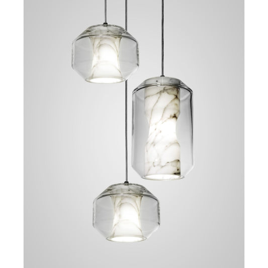 Chamber 3-Light LED Pendant with Carrara Marble