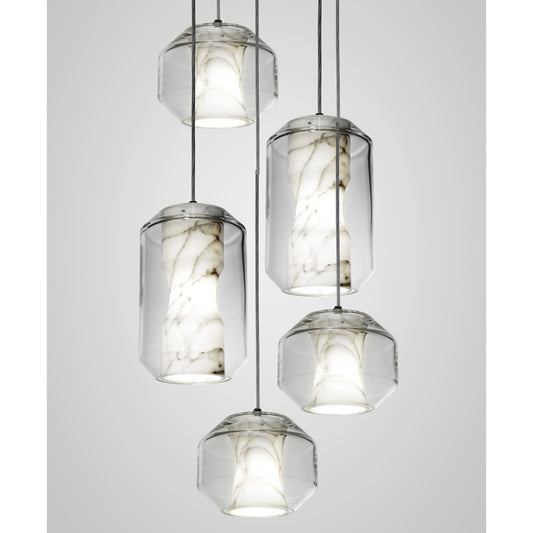 Chamber 5-Light LED Pendant with Carrara Marble