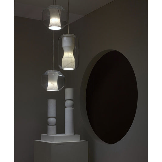 Chamber Single LED Pendant with Carrara Marble