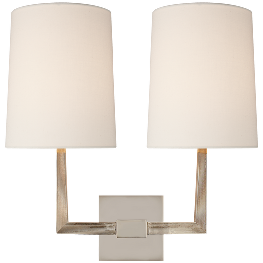 Ojai Large Double Sconce with Linen Shade