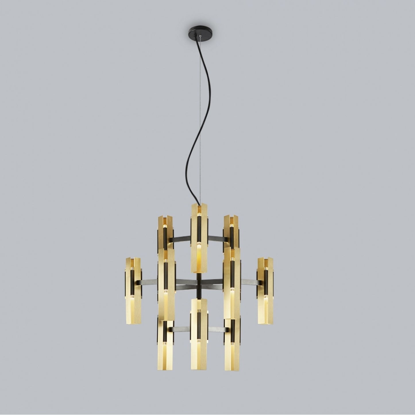 Excalibur 12-Light Pendant Black & Brass