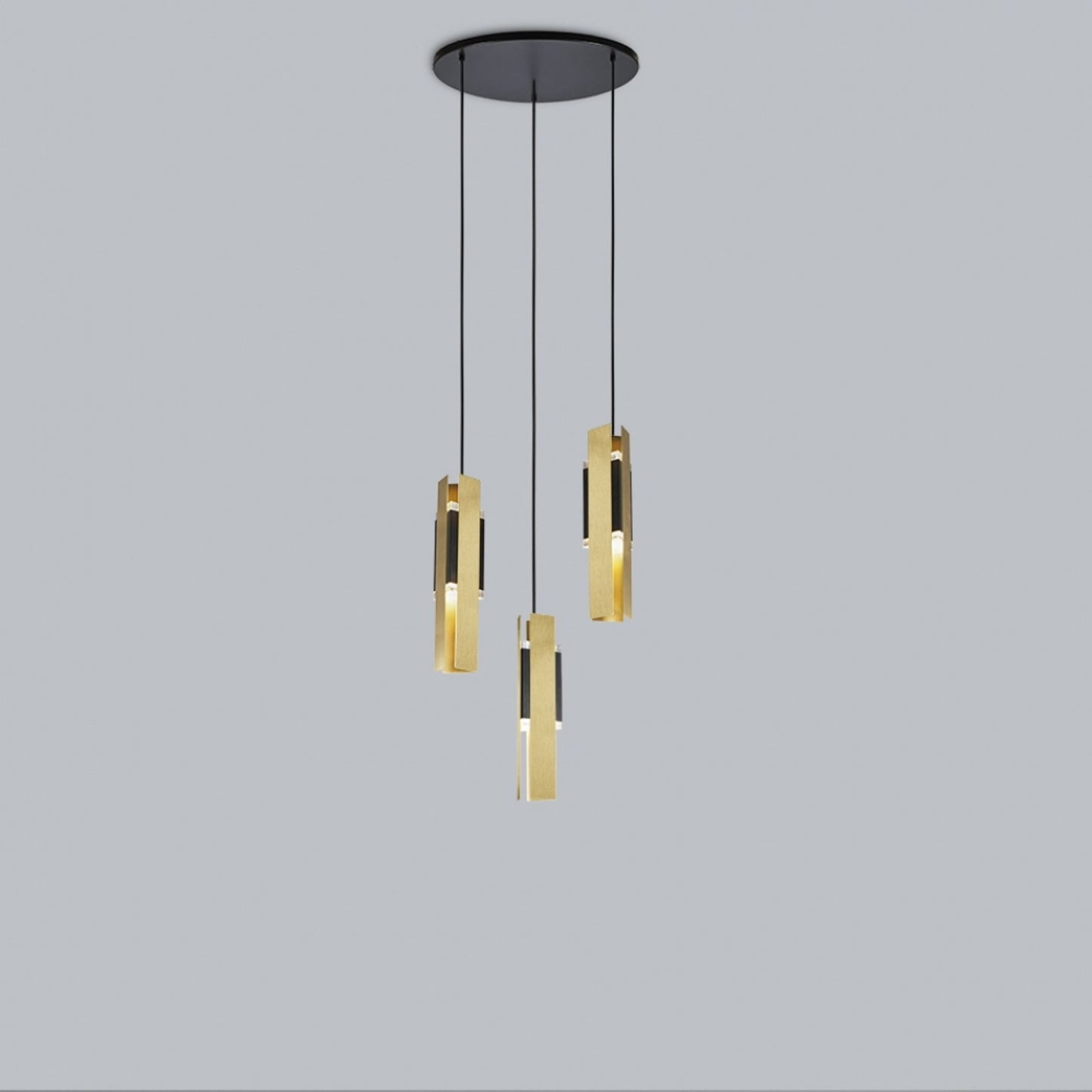 Excalibur 3-Light LED Pendant Black & Brass