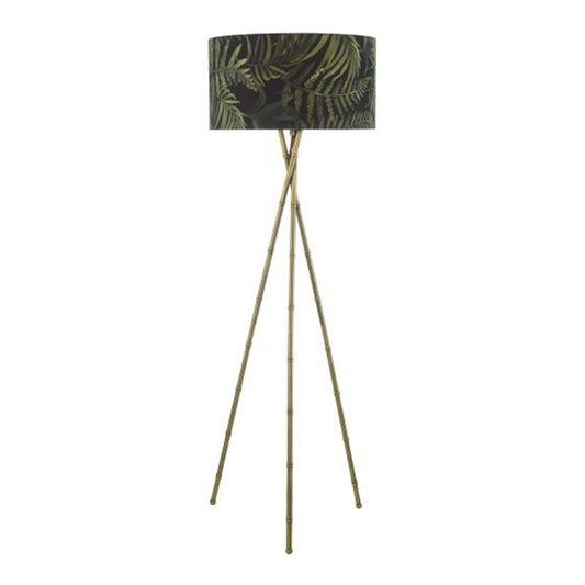 Bamboo Floor Lamp in Antique Brass