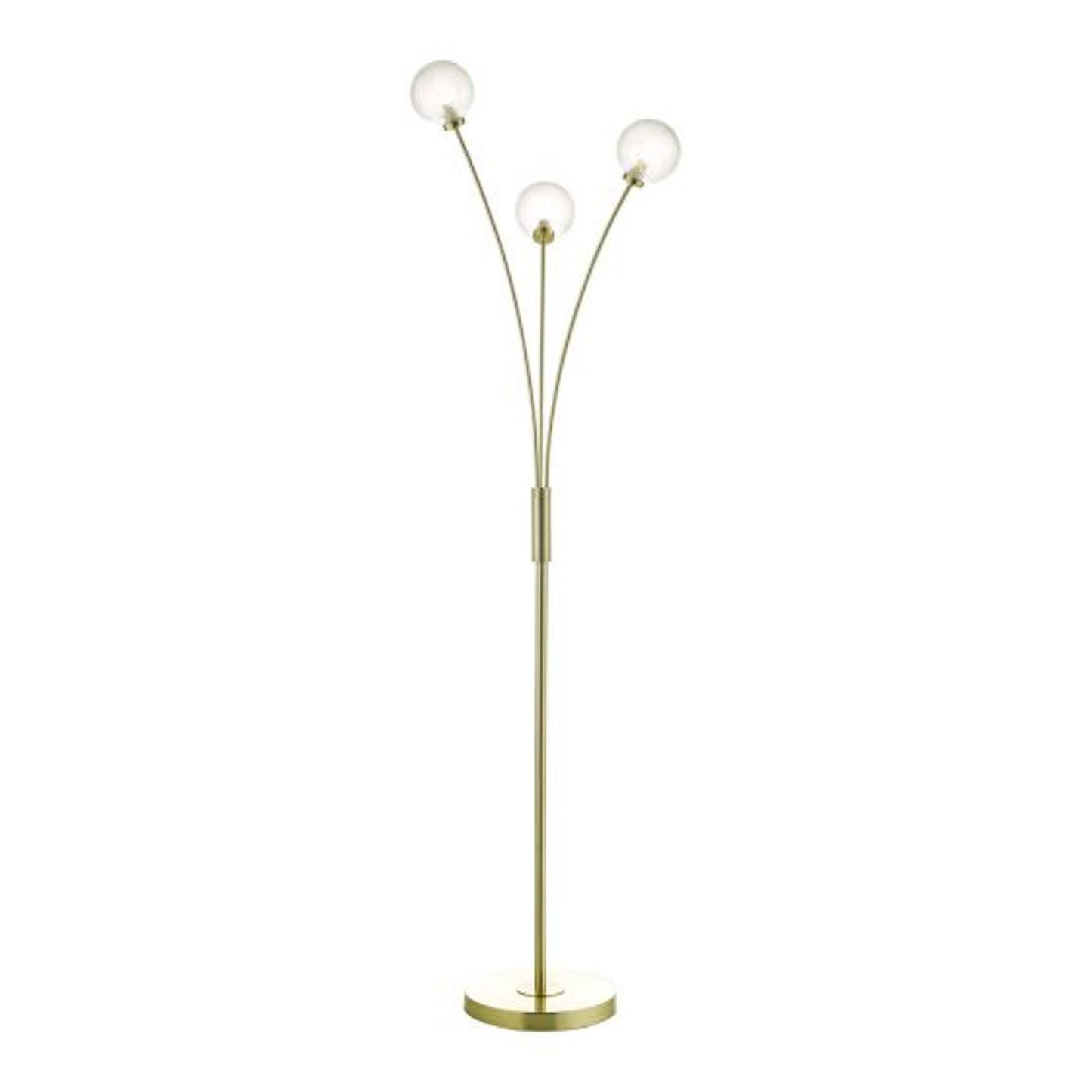 Avari 3-Light Floor Lamp Satin Brass with Clear Frosted Glass