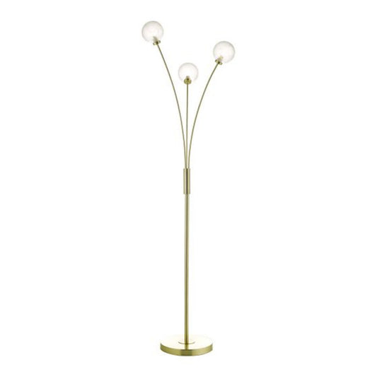 Avari 3-Light Floor Lamp Satin Brass with Clear Frosted Glass