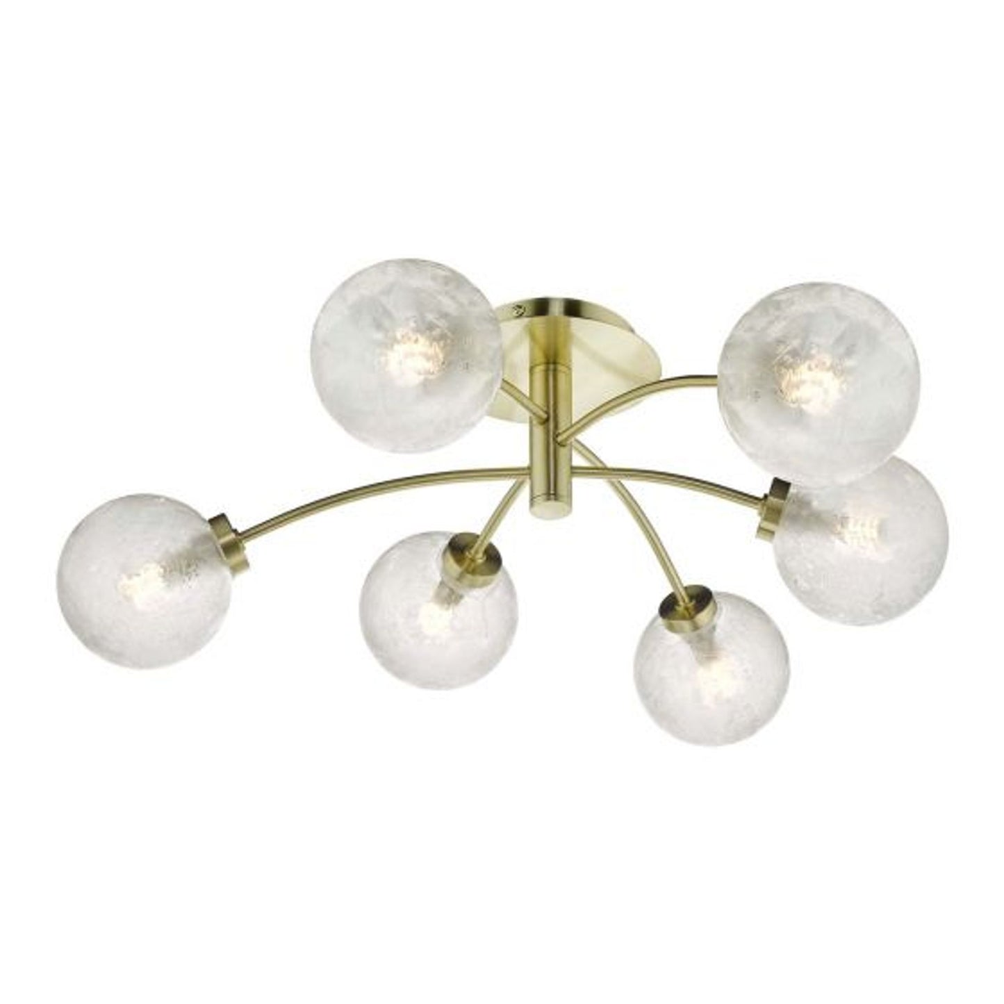 Avari 6-Light Semi Flush Satin Brass with Clear Frosted Glass