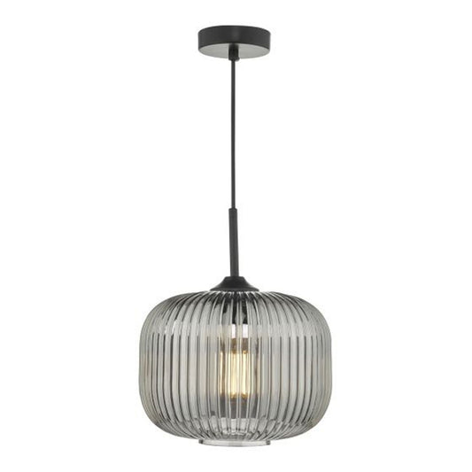 Demarius 1-Light Pendant Black with Smoked Glass