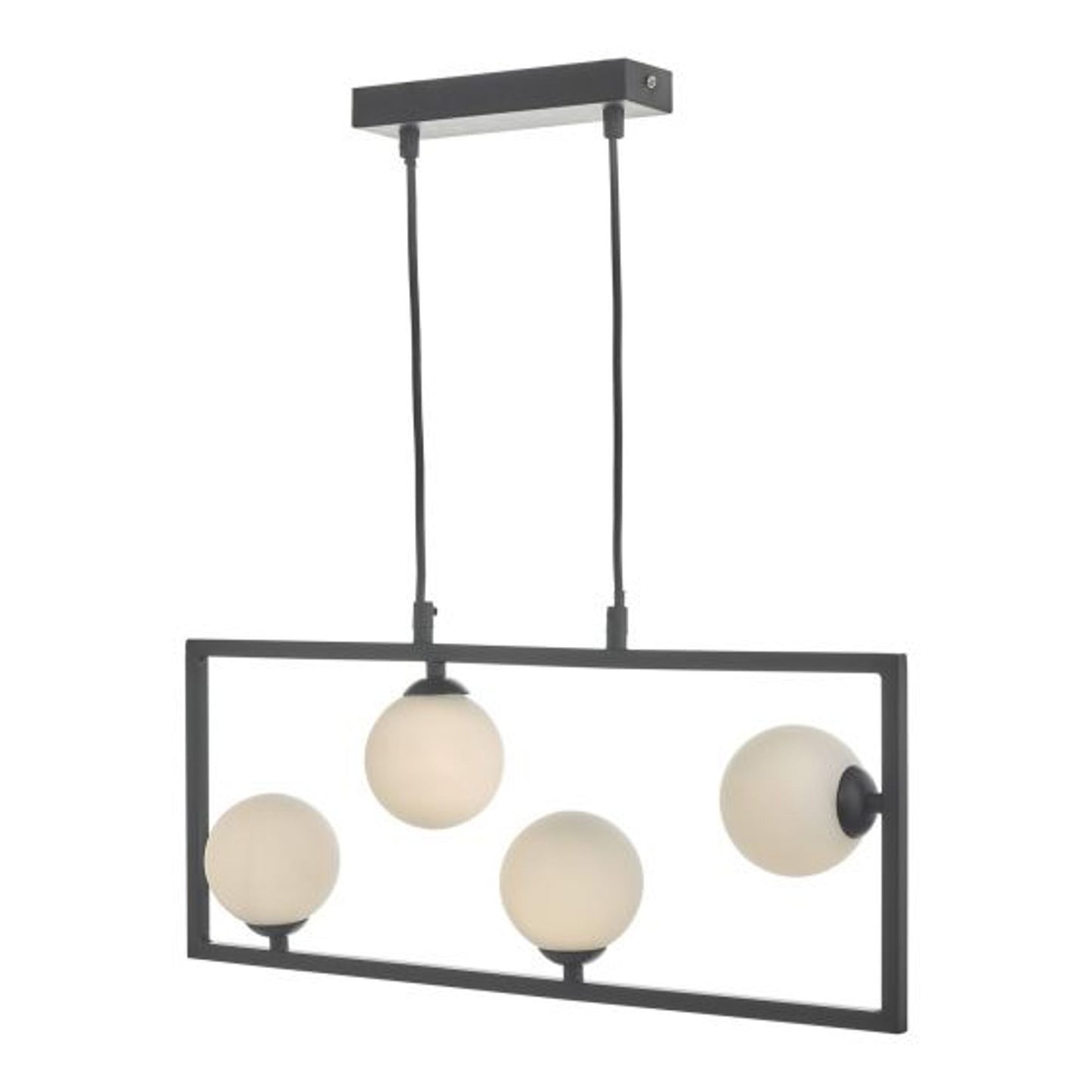 Ensio 4 Light Pendant Matt Black with Opal Glass