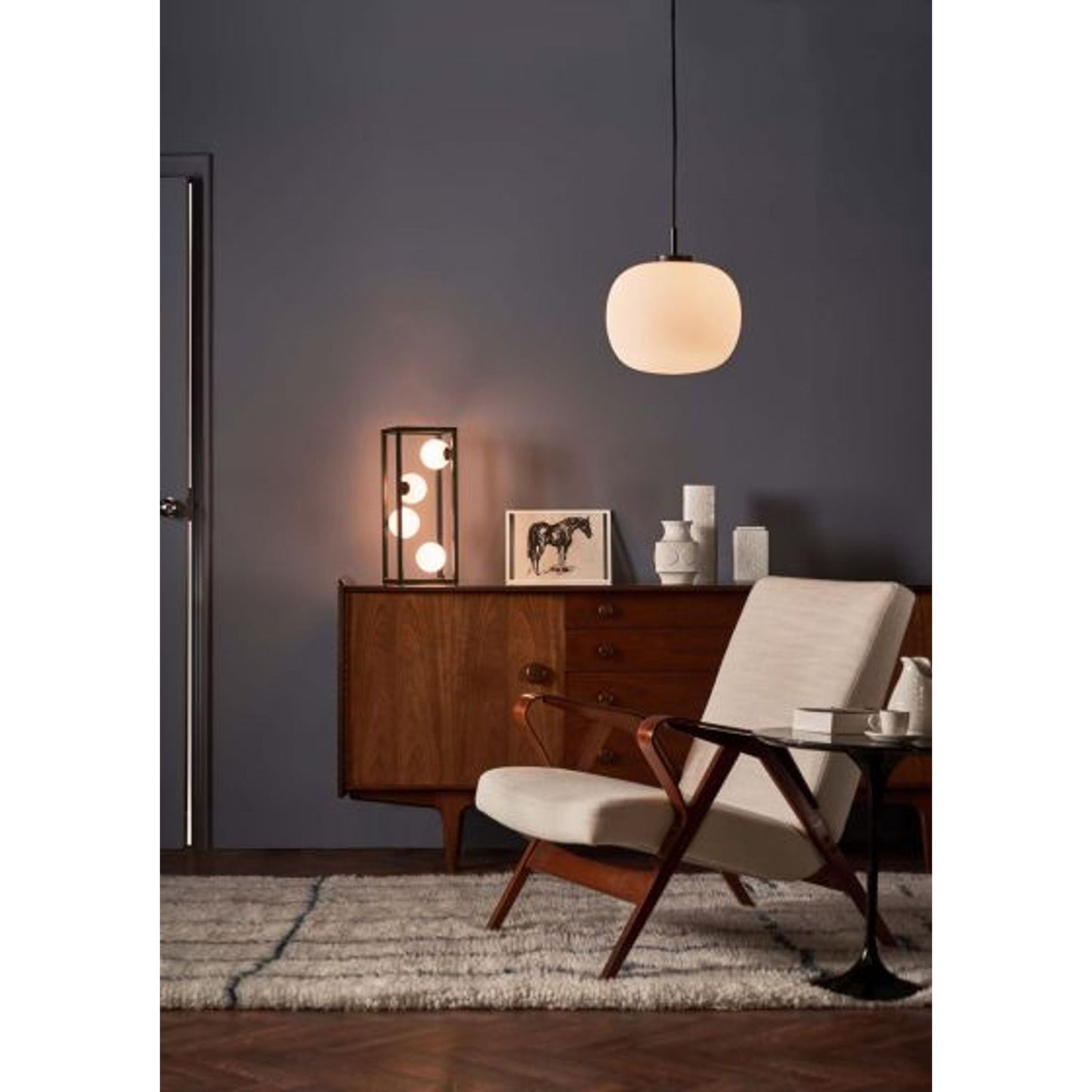 Ensio 4-Light Table Lamp Matt Black with Opal Glass