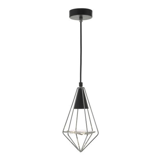 Gianni 1-Light Pendant Black, Polished Chrome & Glass