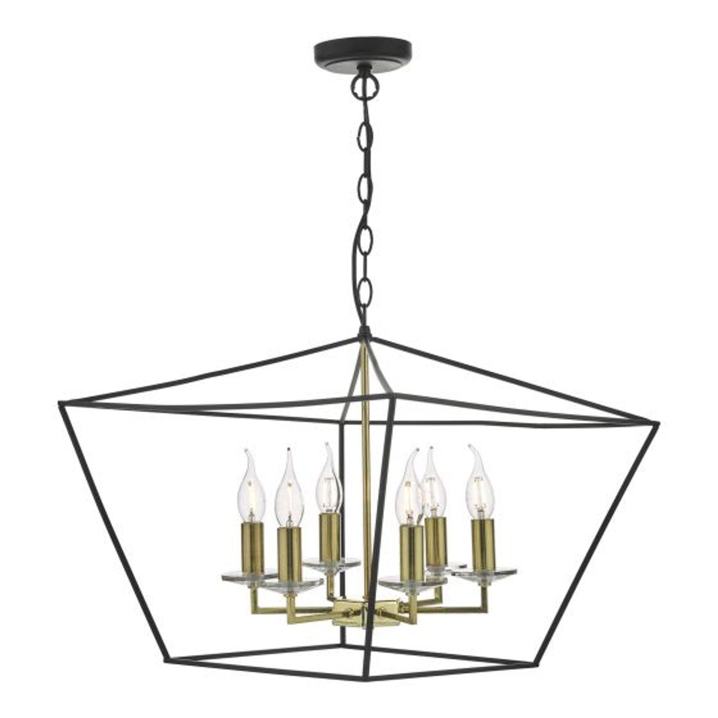 Gretchen 6-Light Pendant Matt Black & Polished Brass