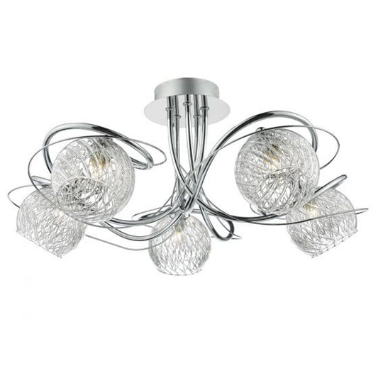 Rehan 5-Light Semi Flush Polished Chrome