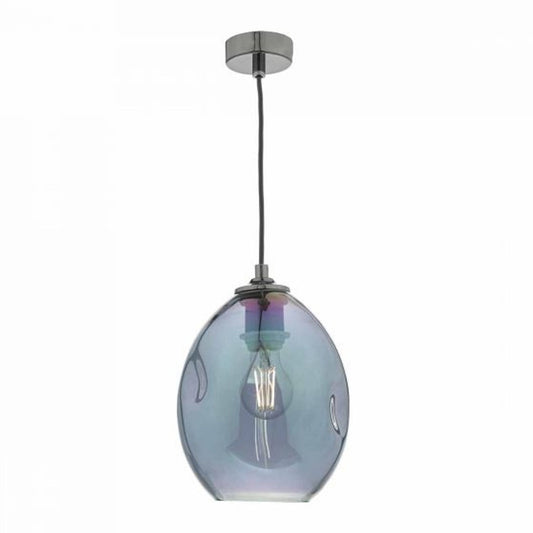 Rogan 1-Light Pendant Black & Iridised Glass