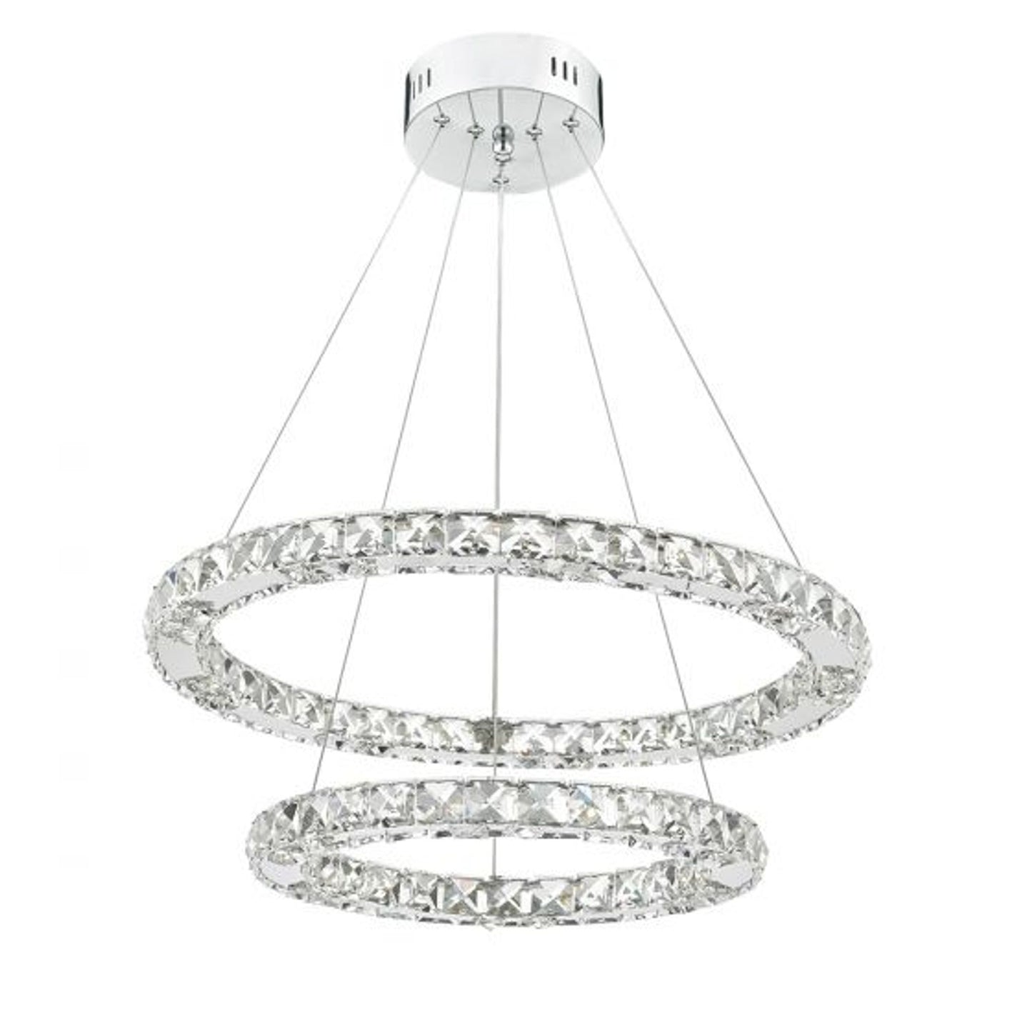 Roma Double Hoop LED Crystal Pendant Chrome