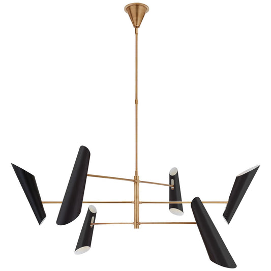 Franca Pivoting Chandelier in Hand-Rubbed Antique Brass