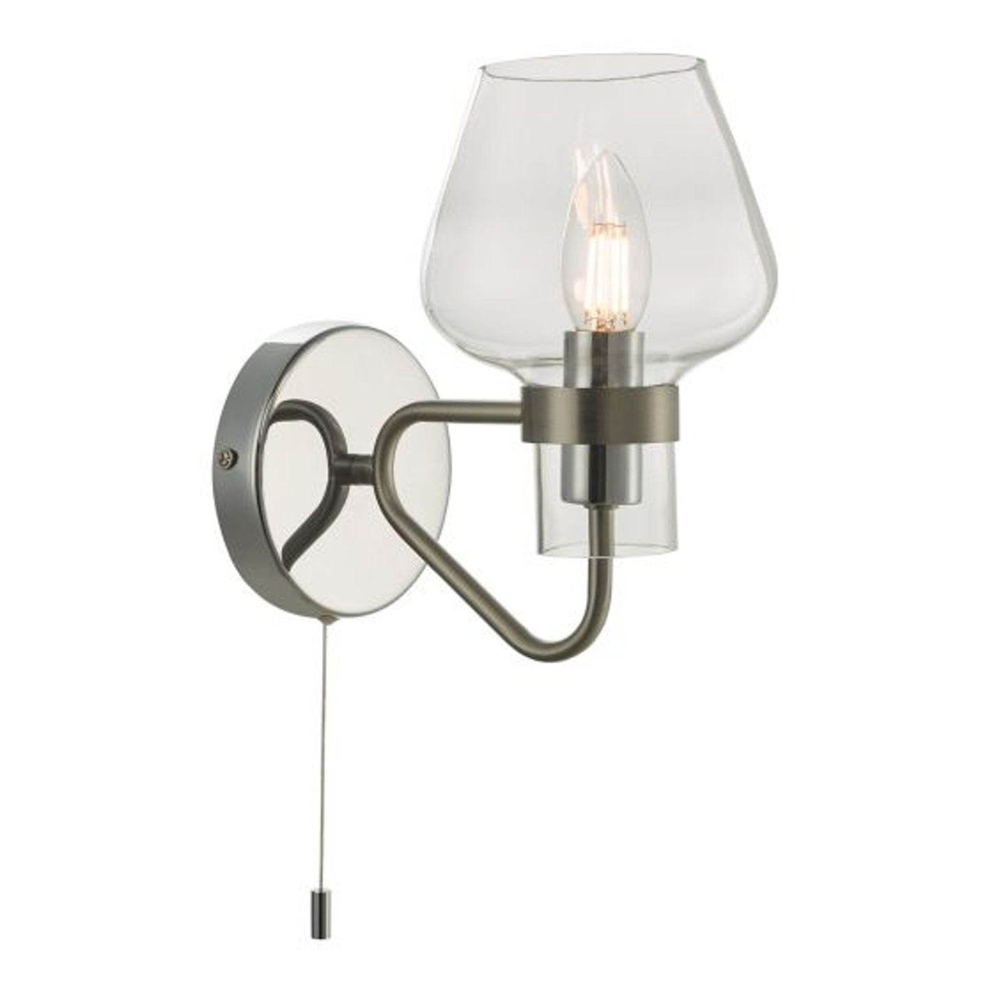 Keta Single Wall Light Satin Chrome & Polished Chrome