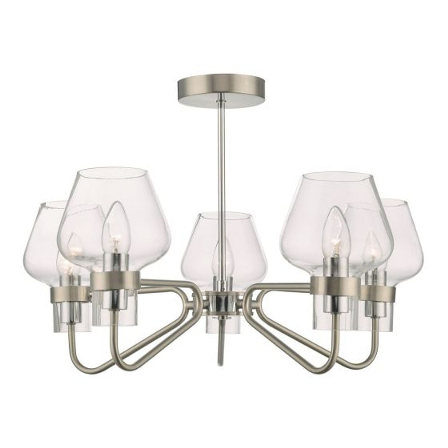 Keta 5 Light Chandelier Satin Chrome & Polished Chrome