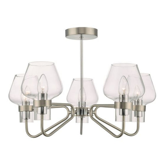 Keta 5 Light Chandelier Satin Chrome & Polished Chrome