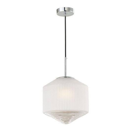 Nisha 1-Light Pendant Polished Chrome with Frosted/Clear Glass