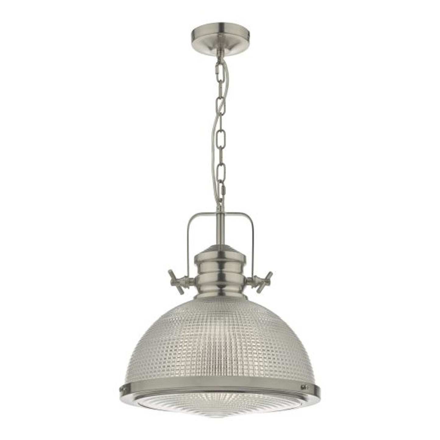 Peyton 1-Light Pendant Satin Nickel with Textured Glass