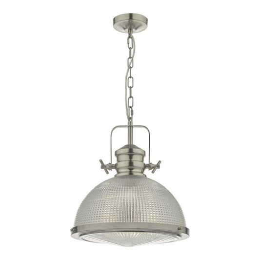 Peyton 1-Light Pendant Satin Nickel with Textured Glass