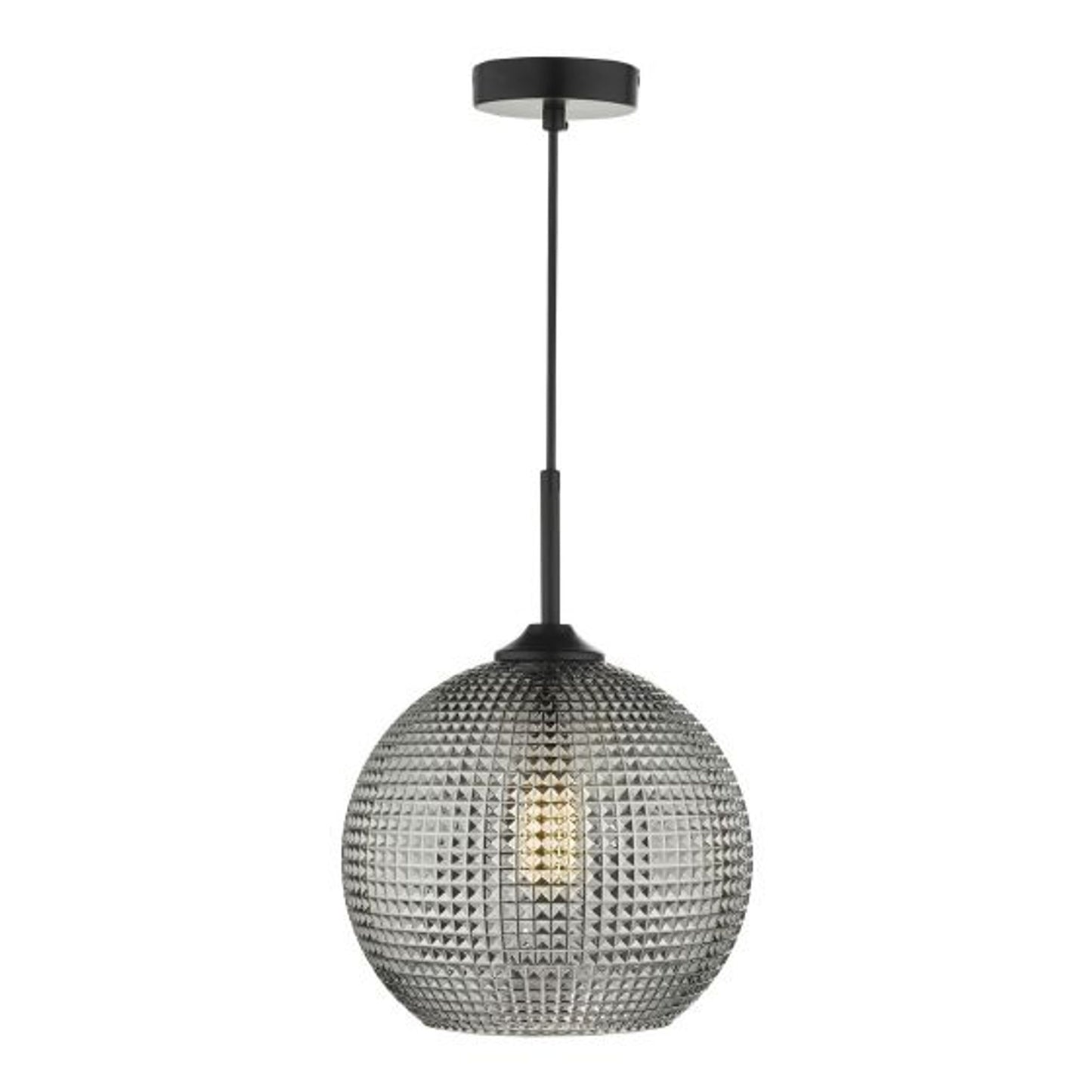 Soren 1-Light Pendant Black with Smoked Textured Glass