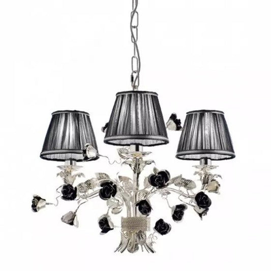 Paris Three Arm Chandelier with Flower Detail