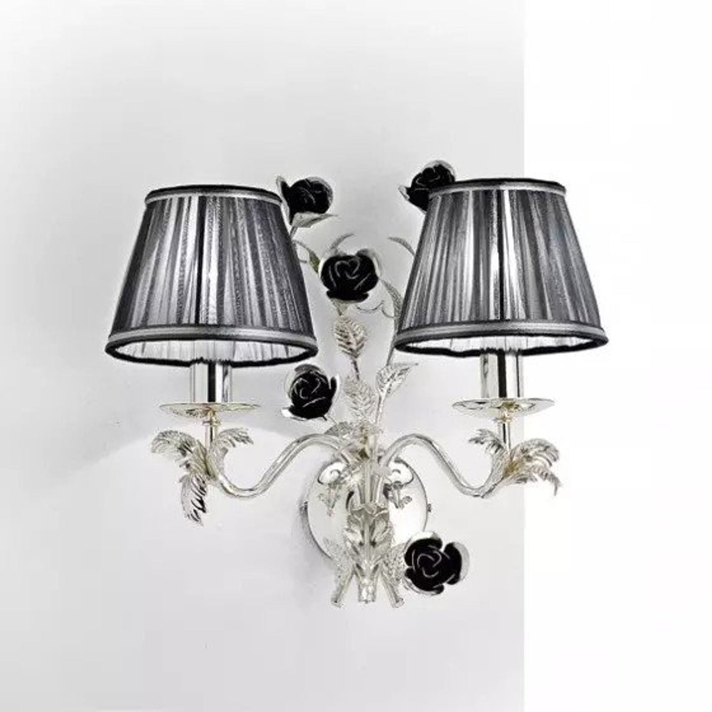 Paris Twin Wall Light Chrome with Flower Detail