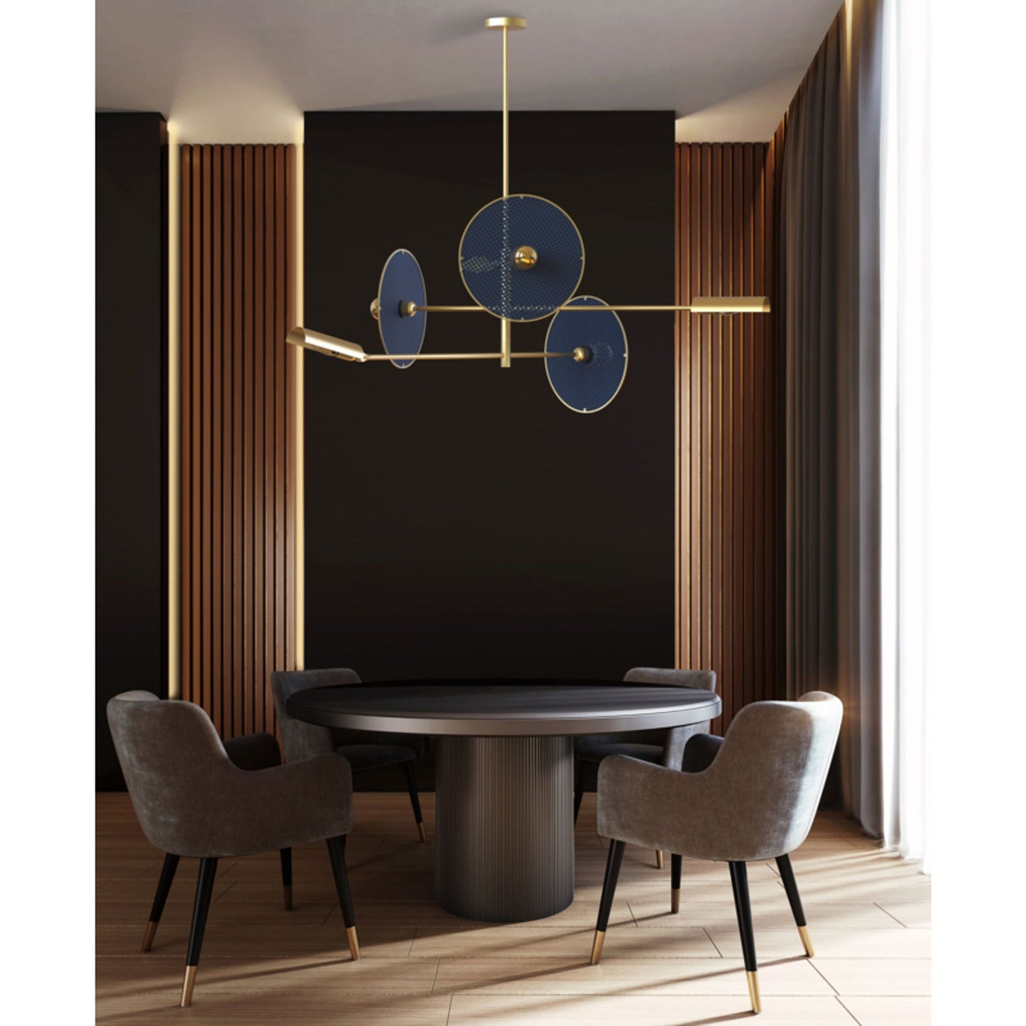 Marconi 6-Light Pendant Brushed Brass & Lacquer