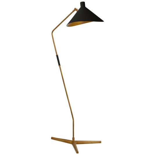 Mayotte Large Offset Floor Lamp in Hand-Rubbed Antique Brass