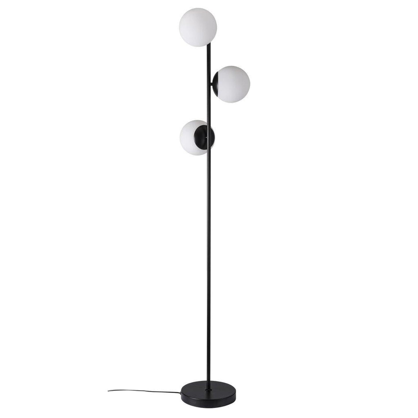 Lilly 3-Light Floor Lamp Black with Opal White Glass