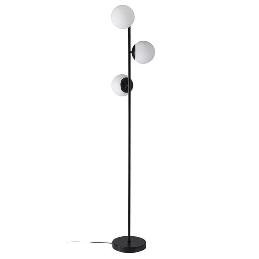 Lilly 3-Light Floor Lamp Black with Opal White Glass