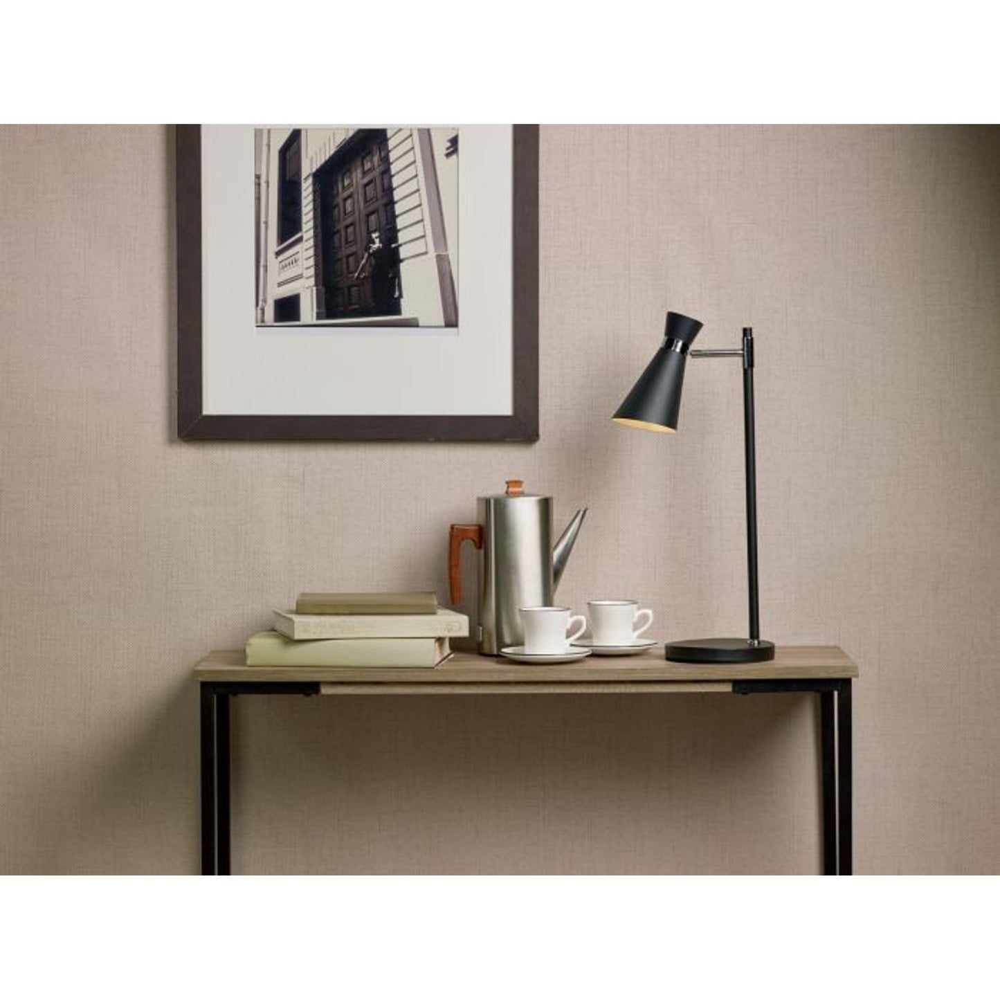 Ashworth Table Lamp Matt Black & Polished Chrome