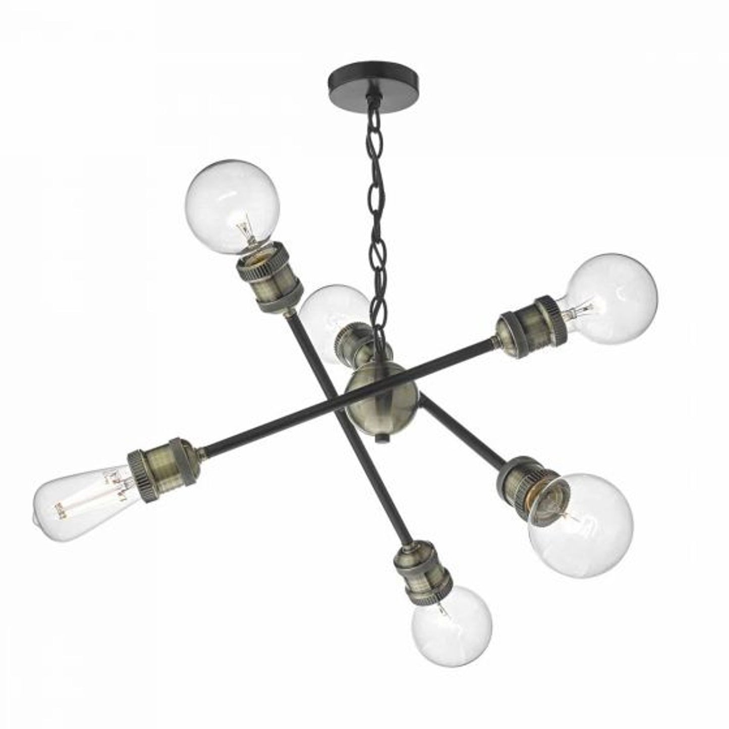 Brigade 6-Light Pendant Black & Antique Brass