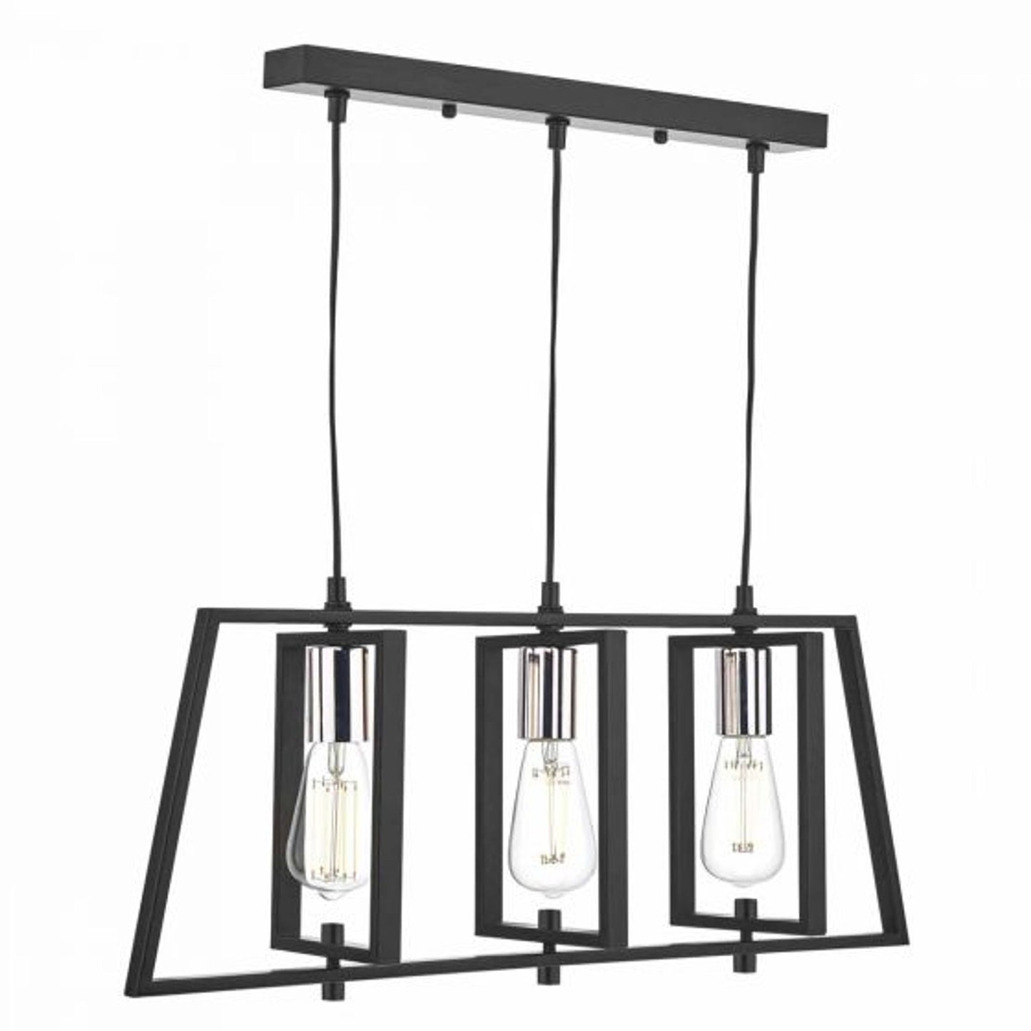 Dax 3-Light Bar Pendant Black & Polished Chrome