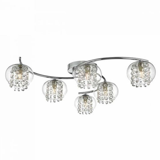 Elma 6-Light Semi Flush Polished Chrome & Glass